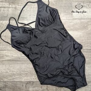 Seamaid V Neck Cross Back One Piece Swimsuit Size M